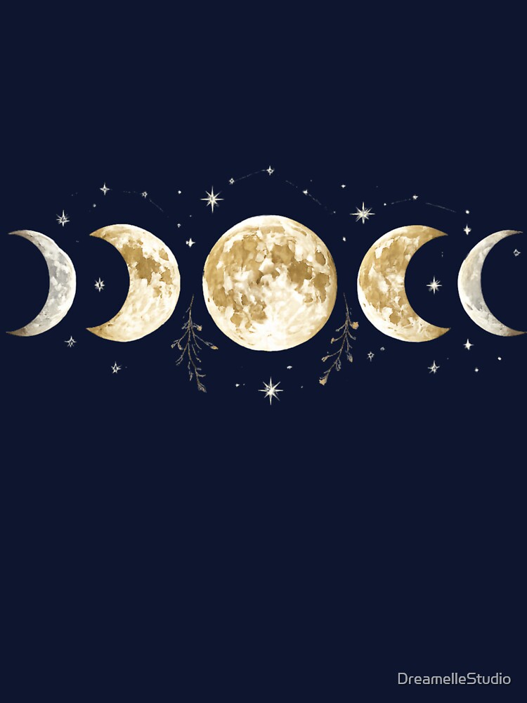 Moon Phases Celestial Botanical Aesthetic  Mystical Art Gift for Her Sticker Print Decor by DreamelleStudio