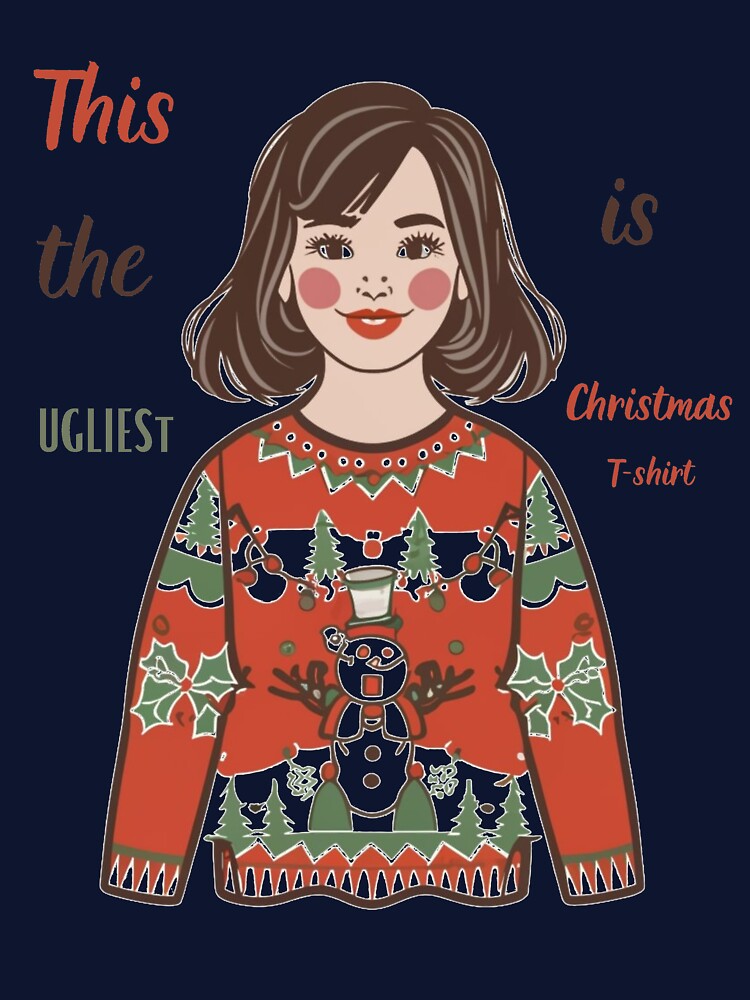 Kids Ugly Christmas Sweater Girls T-Shirts by ChromaticBlend