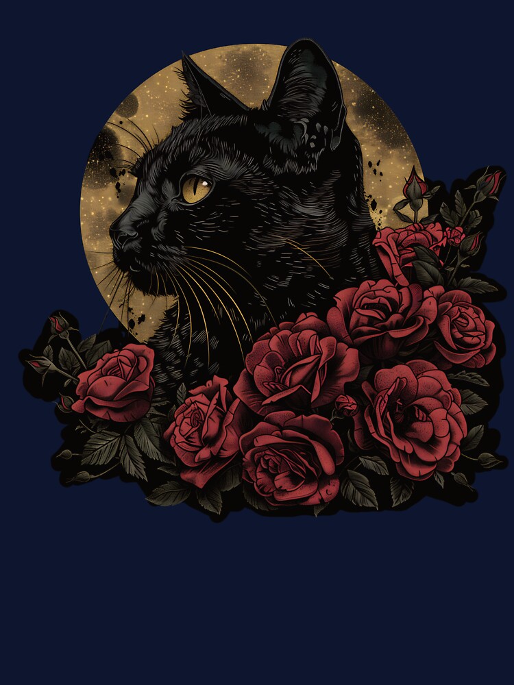 Moonrise Sentinel — Gothic Black Cat Art by Mourne & Dusk