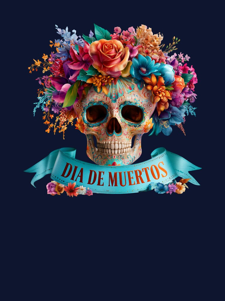 Dia de Muertos Floral Sugar Skull | Colorful Mexican Calavera Art by MythicMood