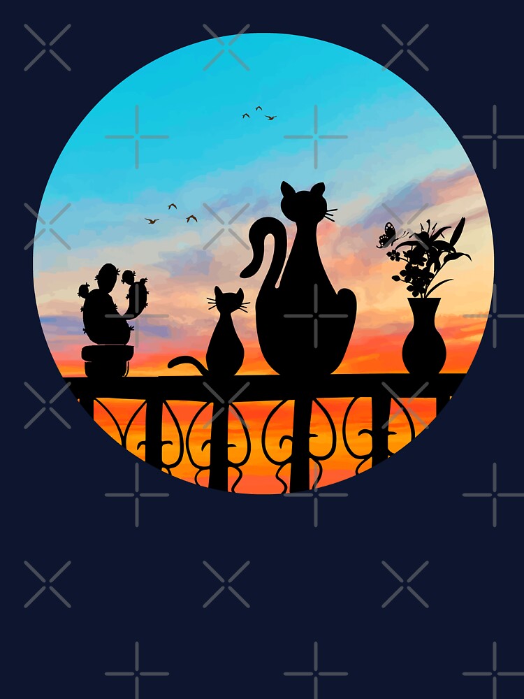 Cat looking at sunset, two cats at sunset by MoSaid