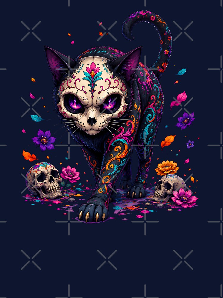 Spooky Skull Cat Halloween | Gothic Skeleton Cat. by HorrorInkStudio
