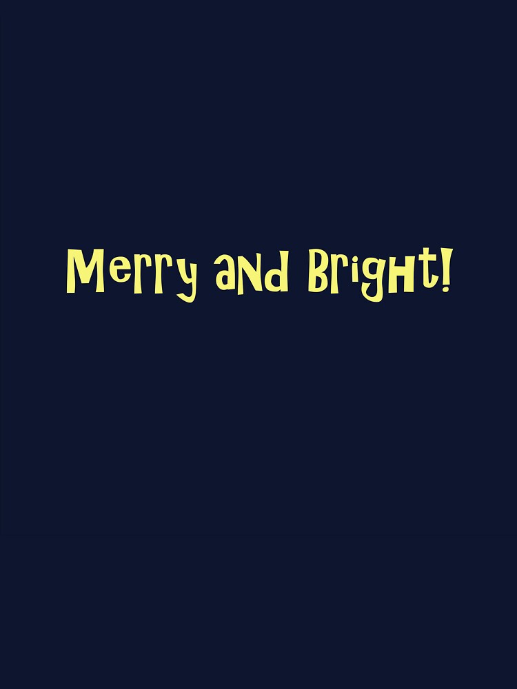 Merry and Bright Gold Text on Red by Art in My Loft