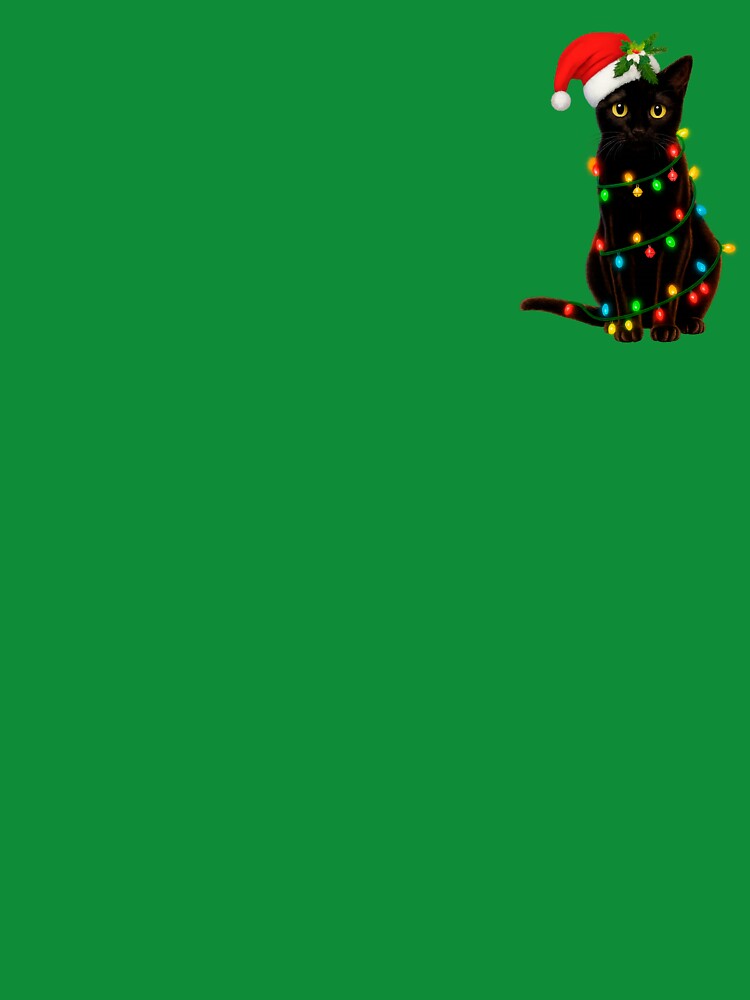 Black Cat Christmas Lights Santa Hat Design by CleanQuotes