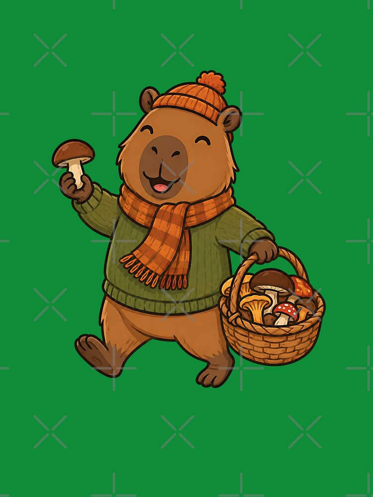 Autumn Capybara Mushroom Forager by Ivy-Triggs
