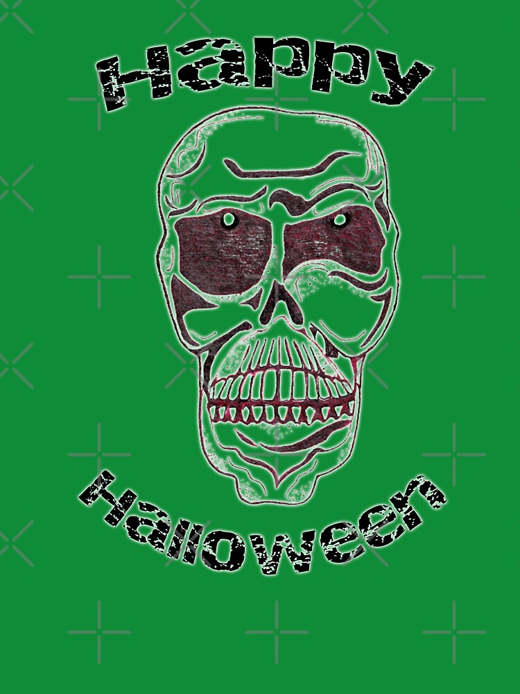 Happy Hallowe'en Hand Drawn Spooky Creepy Skull Skeleton by H3designs