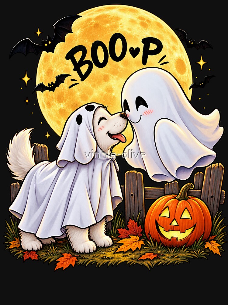 Halloween Dog Ghost Boo-P Cute Ghost Dog Shirt by vinhle-olive