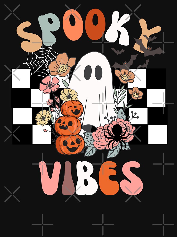 Groovy Spooky Vibes Retro Ghost Holding Pumpkin Halloween Costume by ZACK ART