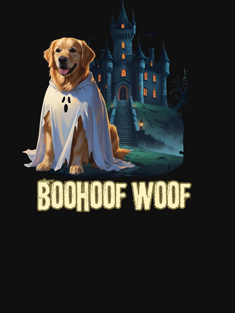 Golden  Ghostretriever with tagline Boohoof Woof by WildPawPrint