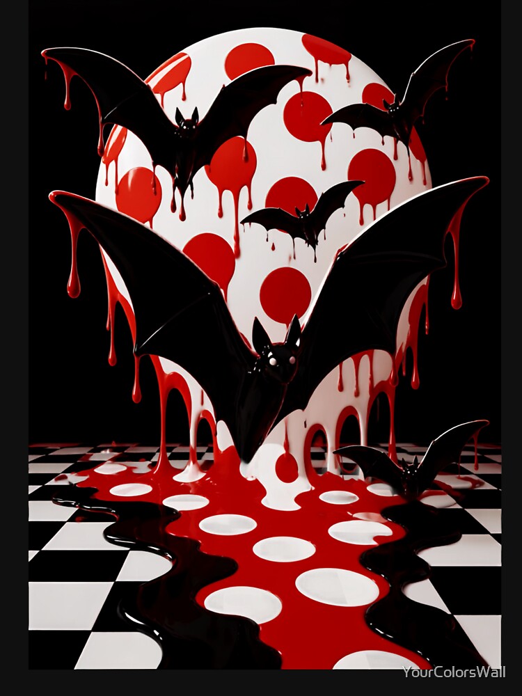 Flying Bats Blood Moon Polka Dot Pop Art by YourColorsWall