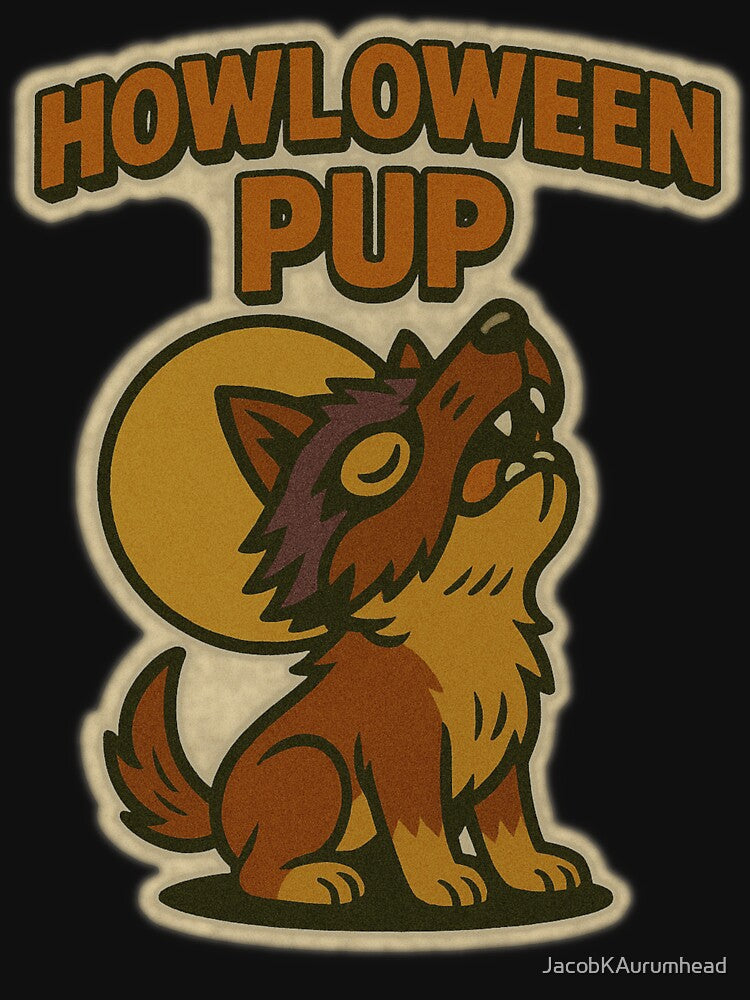 Retro Halloween Pets – Howloween Pup Werewolf Dog Cute Halloween Comic Art by JacobKAurumhead