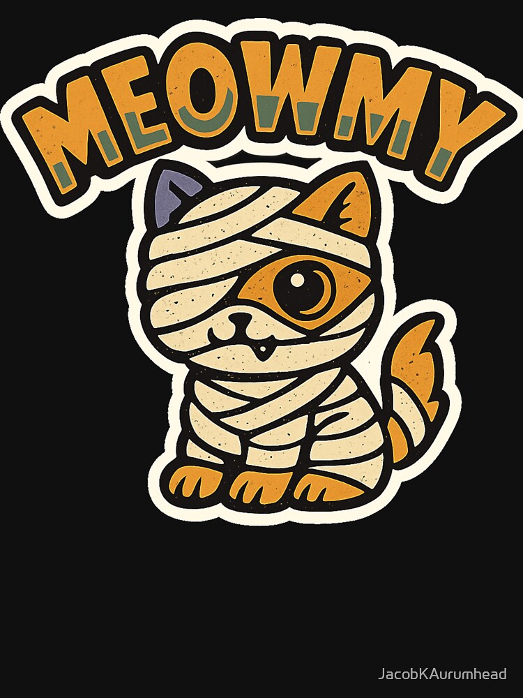 Retro Halloween Pets – Mummy Cat Meowmy Comic Art Sticker by JacobKAurumhead