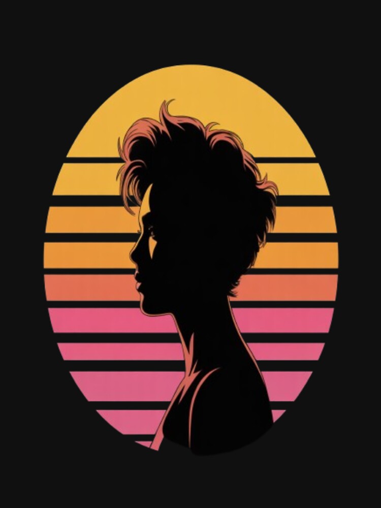 Retro Sunset Silhouette | 80s Aesthetic Vaporwave Portrait Design by Chuahan_Arts