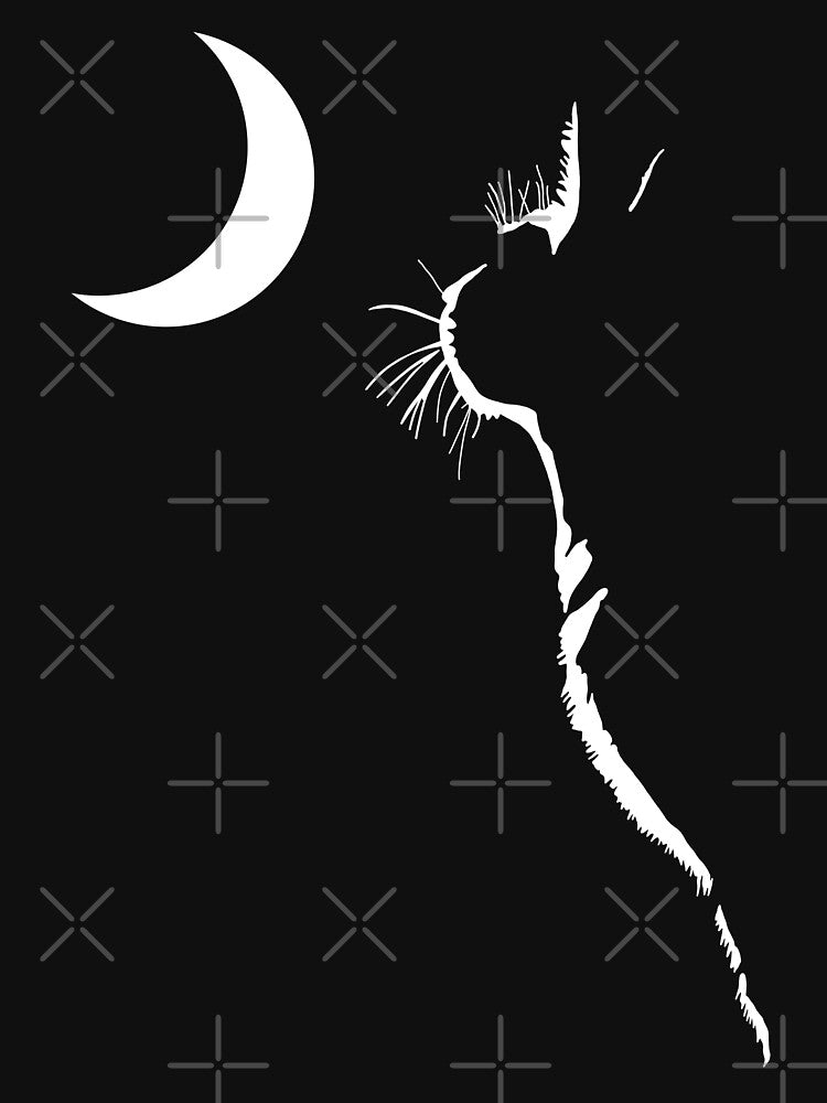 Black Cute Cat and Moon by gardentree