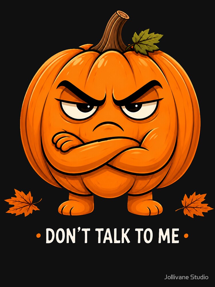Angry Pumpkin Don't Talk To Me Halloween Cartoon by Jollivane Studio