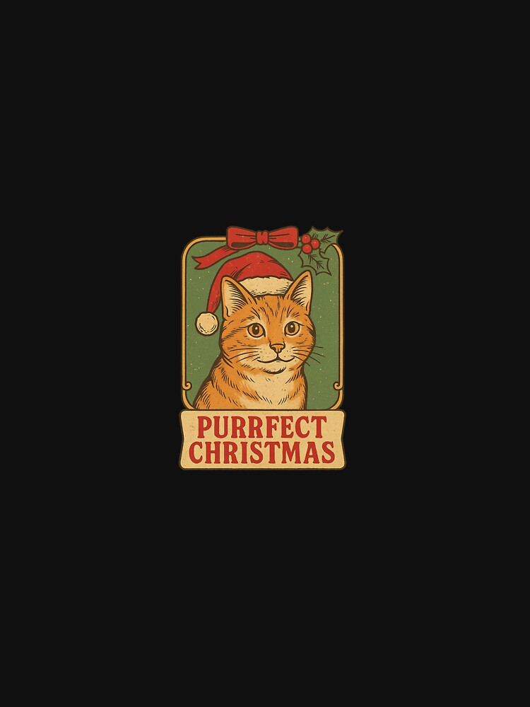 Purrfect Christmas – Vintage Cat Holiday Portrait Design by The Nostalgic Joke
