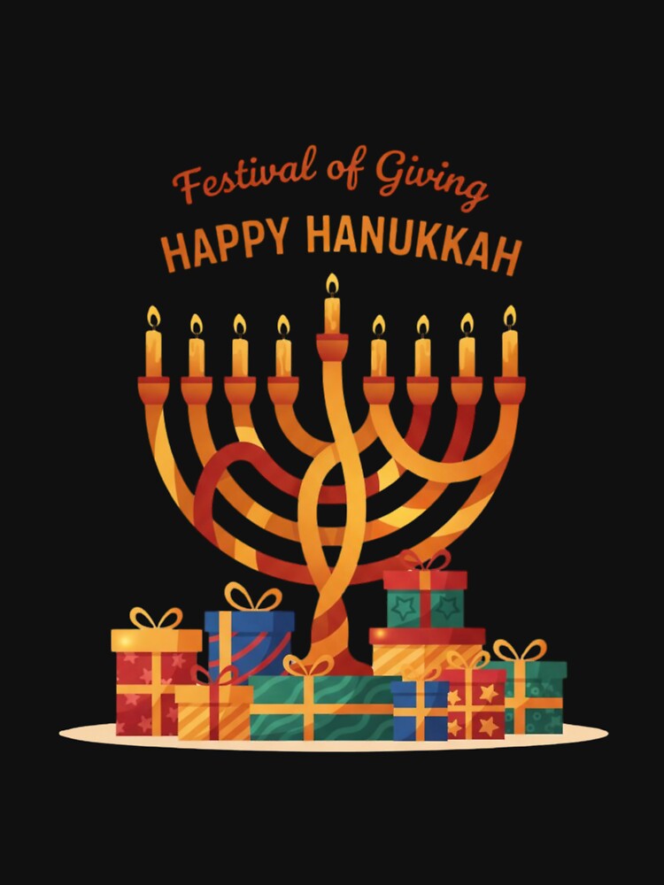 Festival of Giving Happy Hanukkah Menorah – Jewish Holiday Love & Lights by Dezyra Clothing