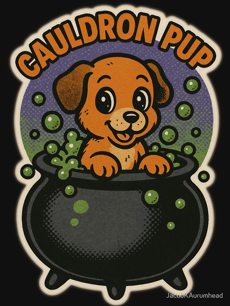 Retro Halloween Pets – Cauldron Pup Cute Halloween Dog Comic Art by JacobKAurumhead