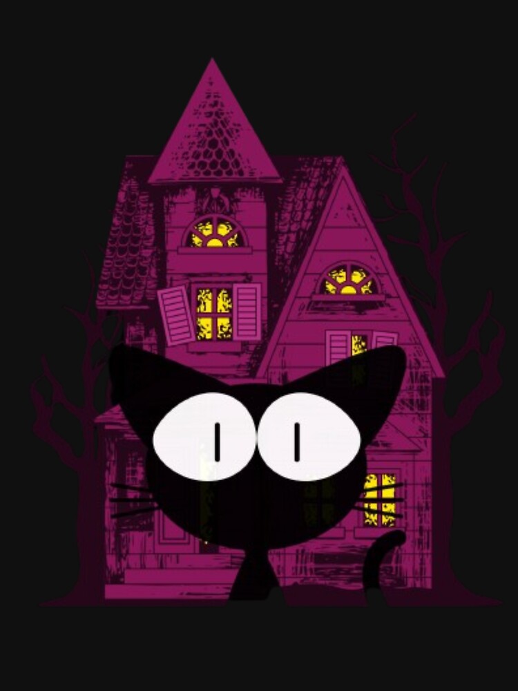 Black Cat and Haunted House Halloween Design by SOLIORA  ATELIER