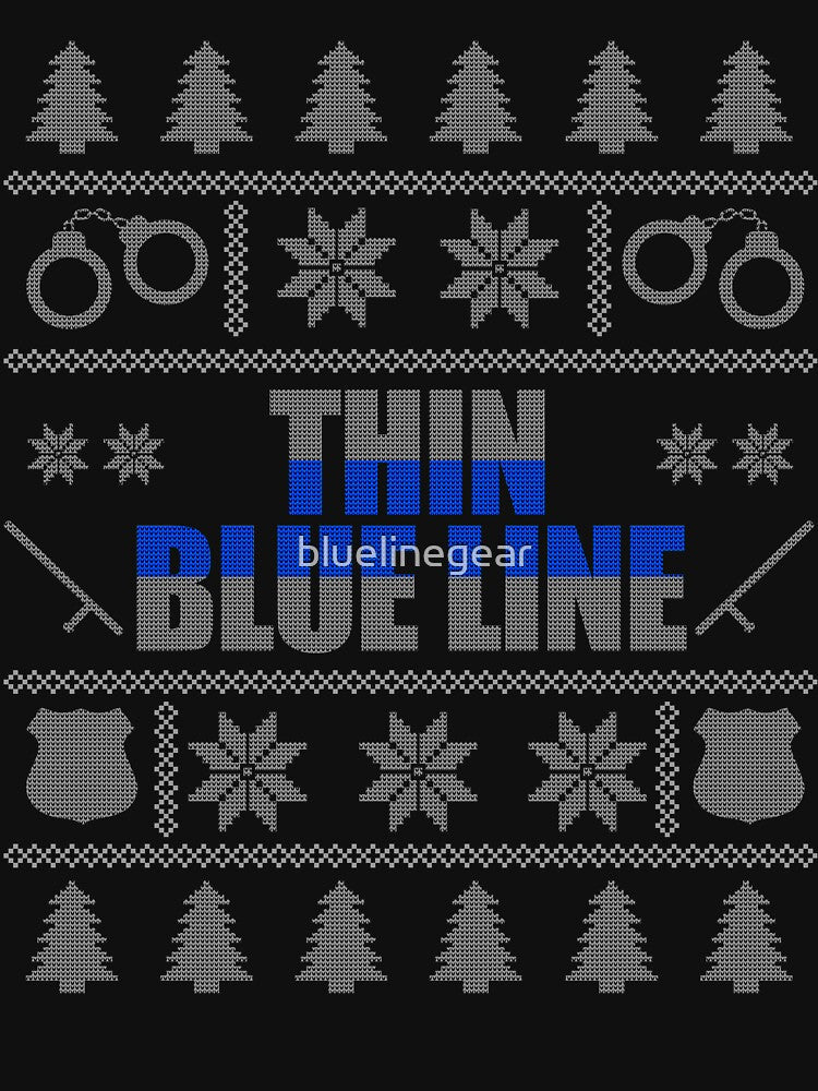 Thin Blue Line Ugly Christmas Sweater T-Shirt by bluelinegear