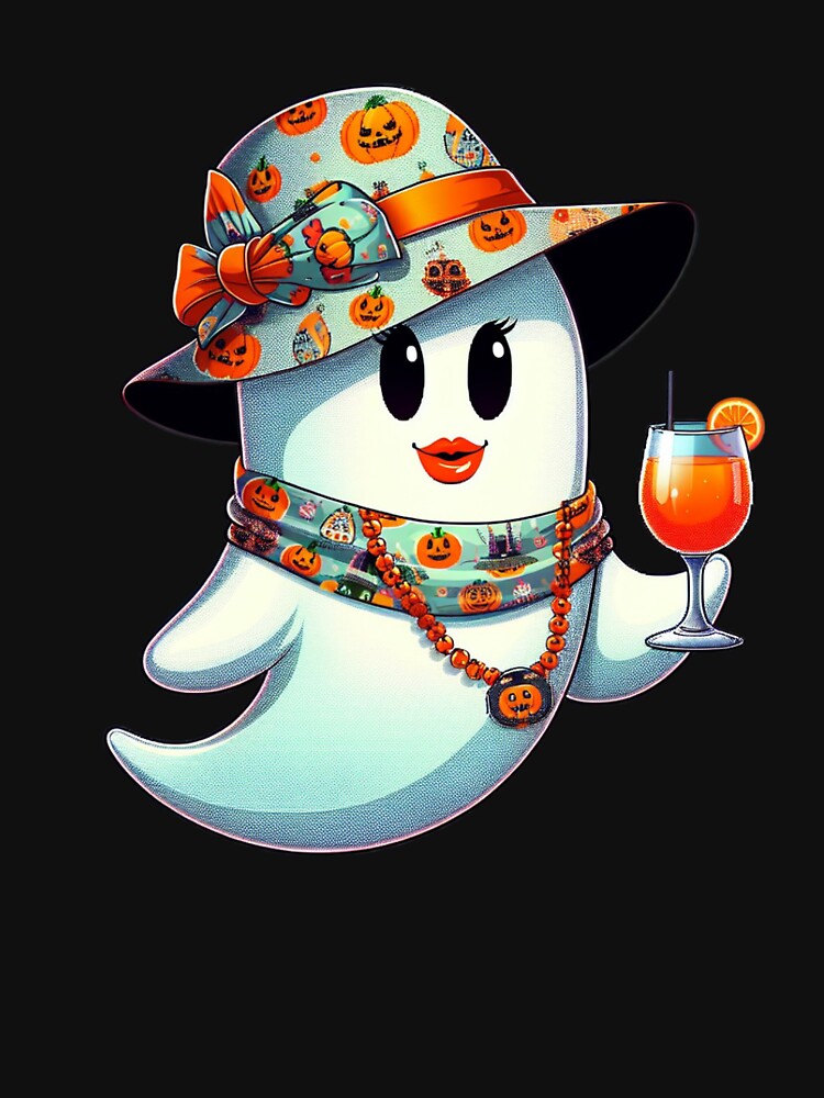 Cool Ghost with Hat and Pumpkin Spice Drink by VIRAL-PRINTS