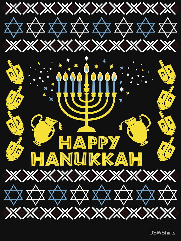 Jewish Hanukkah Tshirt Matzu Balls Hebrew Candle Menorah by DSWShirts