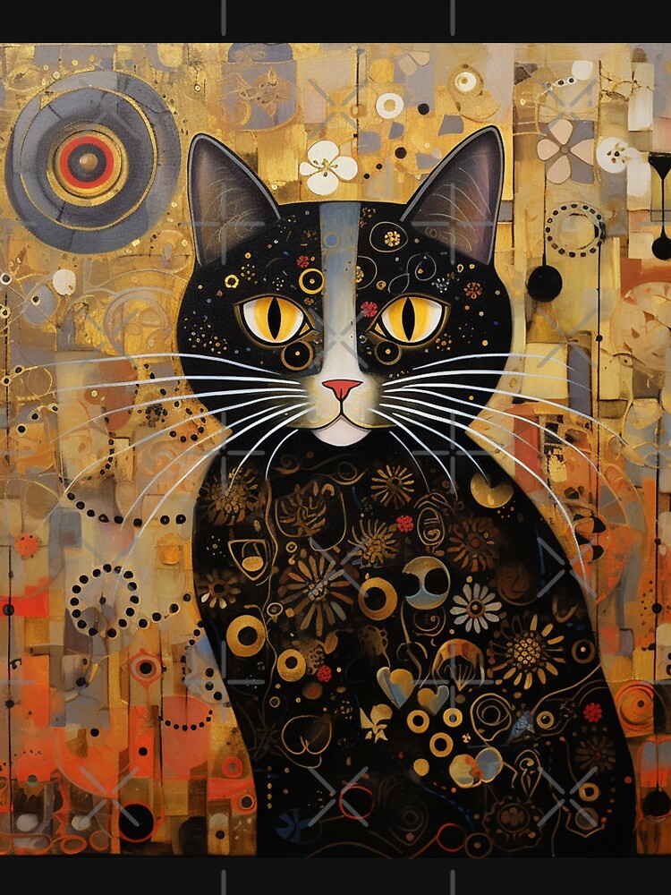 gustav klimt cat - Vintage Art Nouveau Style Painting Of A Cat Inspired By Gustav Klimt by beeene