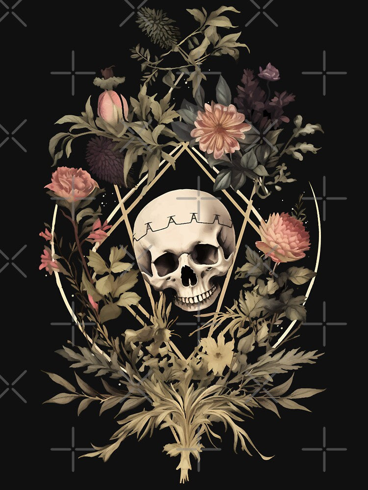 Dark Victorian Skull and Flowers by Enyr