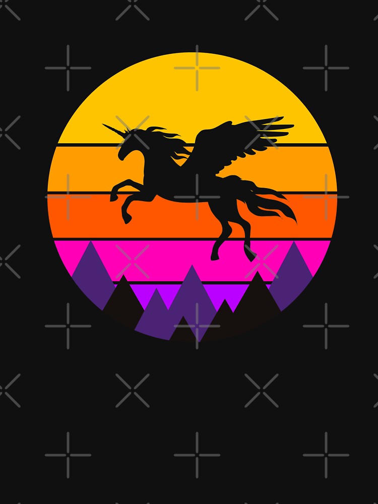 Flying Unicorn Retro Sunset by Forevercreative