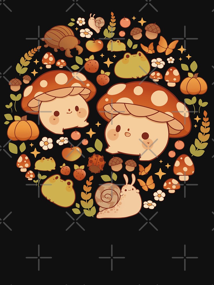 Happy mushroom and frog fall by Rihnlin