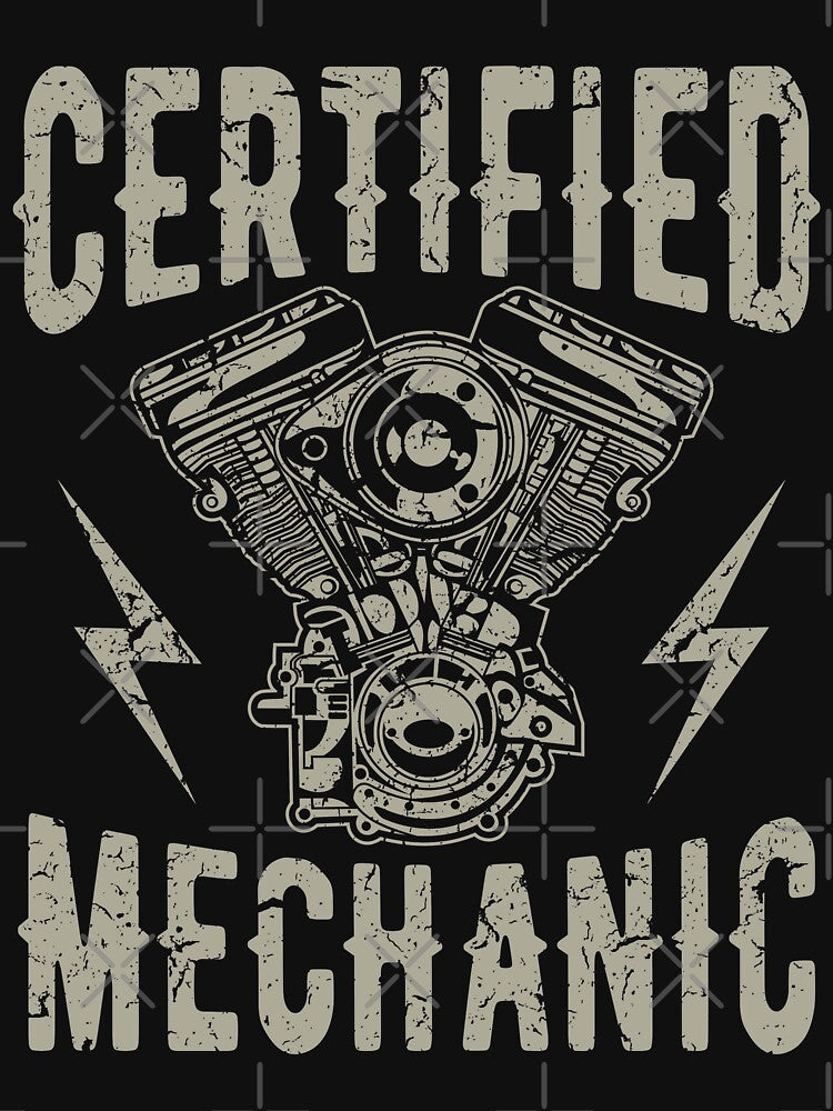 Certified Mechanic Retro Vintage Distressed Engine Design by JakeRhodes