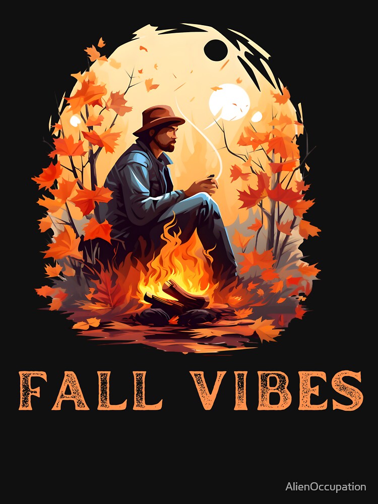 Man Sitting Beside A Campfire Fall Vibes by AlienOccupation