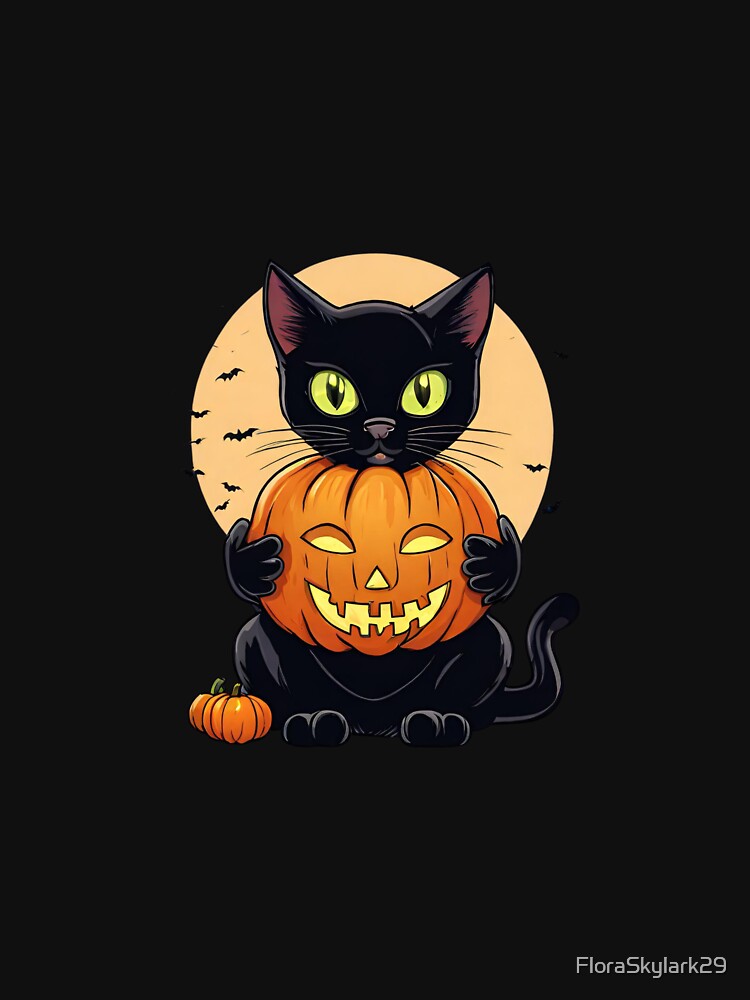Black Cat and Halloween Pumpkin by FloraSkylark