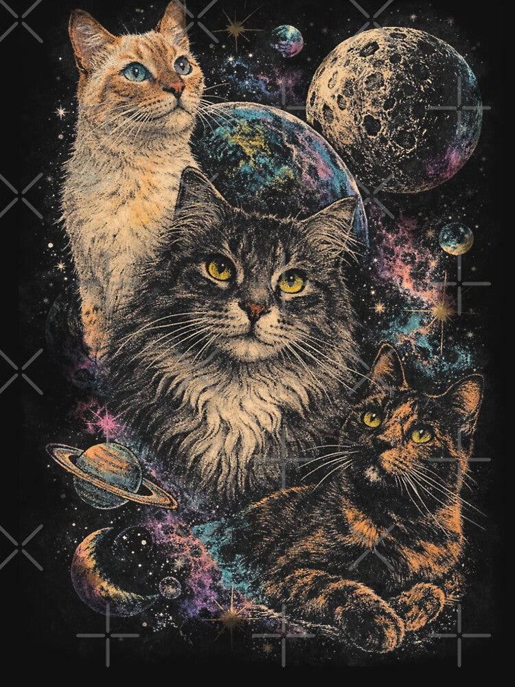 Cat moon vintage graphic t-shirt by TeeBlooms