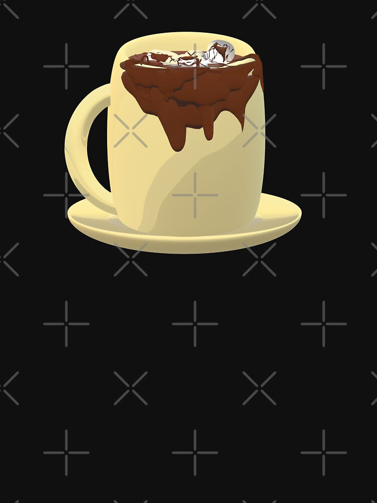Mug of Hot Cocoa with Melting Marshmallows and Chocolate Drizzles (Black Background) by ArtByLM