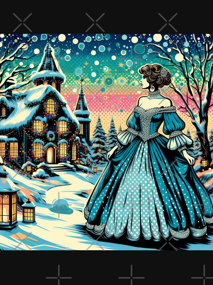 Christmas Vintage Woman in Ball Gown,Christmas landscape,christmas retro,Christmas Vintage by Expressions-Sel