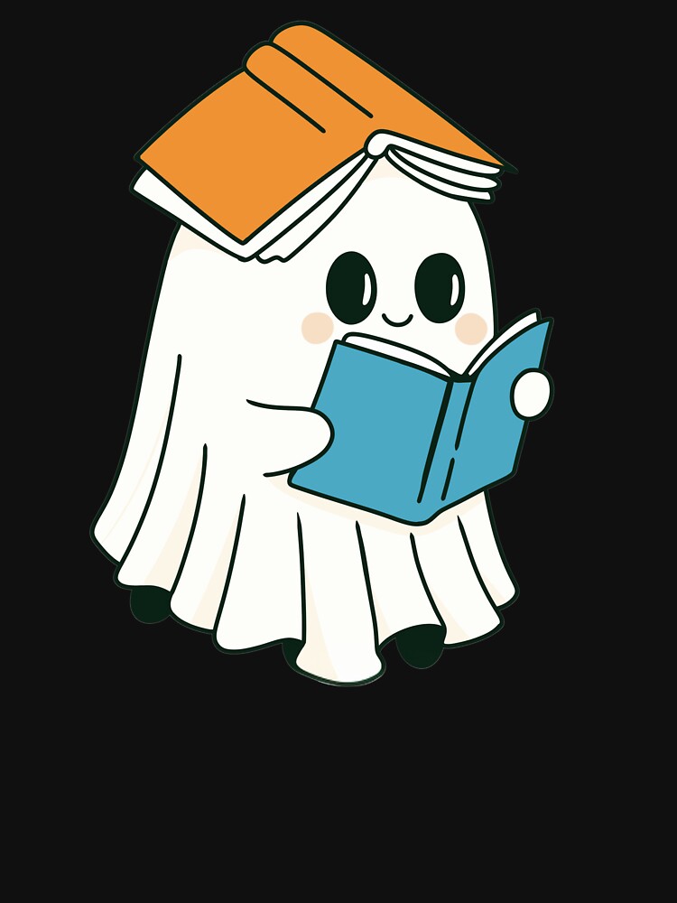 Cute Ghost Reading Book – Kawaii Study Motivation Ghost Cartoon for Students & Book Lovers by ArtSparkCo