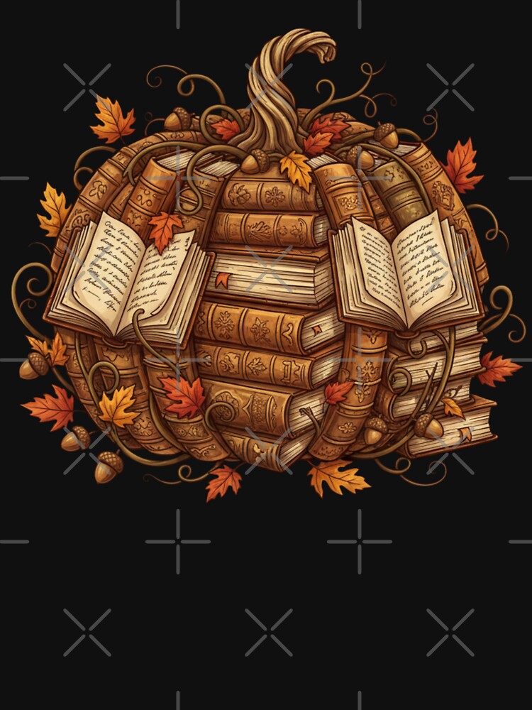 Pumpkin Book Stack Autumn Book Lover Halloween Reading by CF_VintageDesign