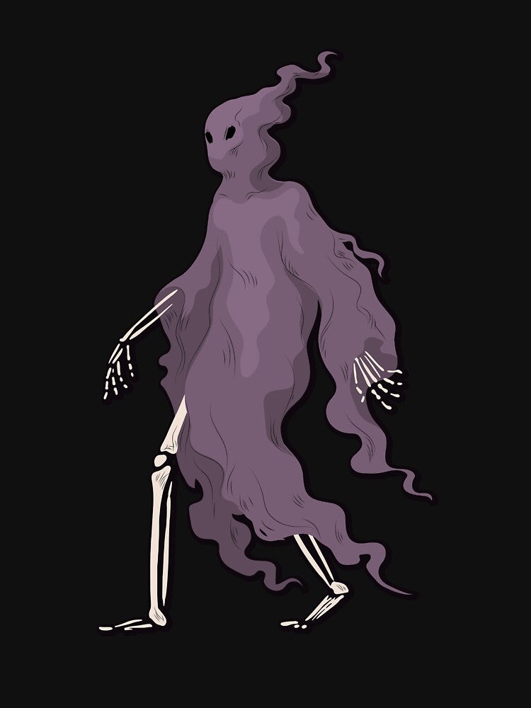 A skeleton in a ghost costume by Livingcreative