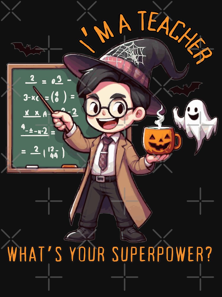 Spooky Math Teacher Superpower Halloween Design by Tw1nsAIArt