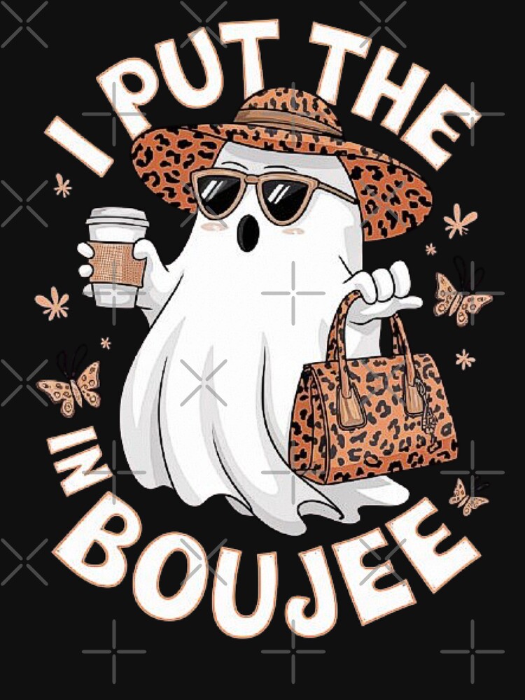 Stylish Boujee Ghost with Leopard Print Accessories - Trendy Halloween Design by love3617