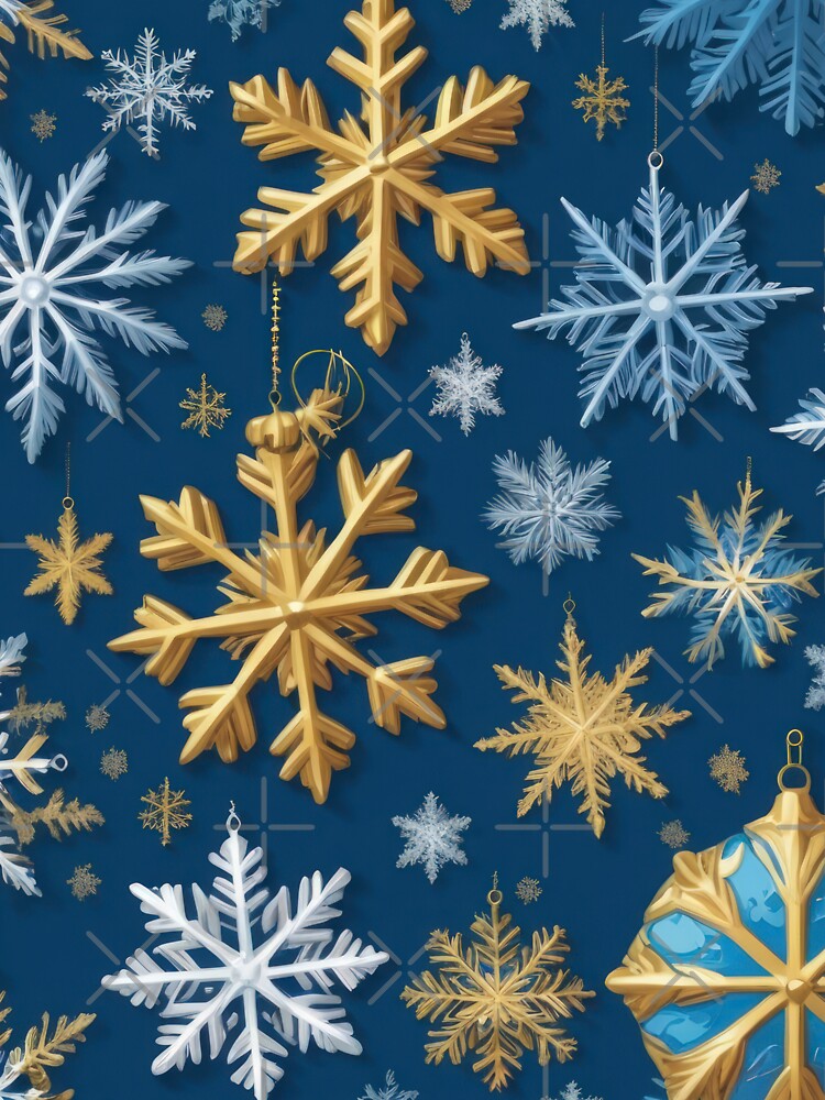 Christmas  Pattern Golden snowflakes on a blue background retro,Vintage Christmas Pattern,christmas retro,retro vintage christmas,vintage art by Expressions-Sel