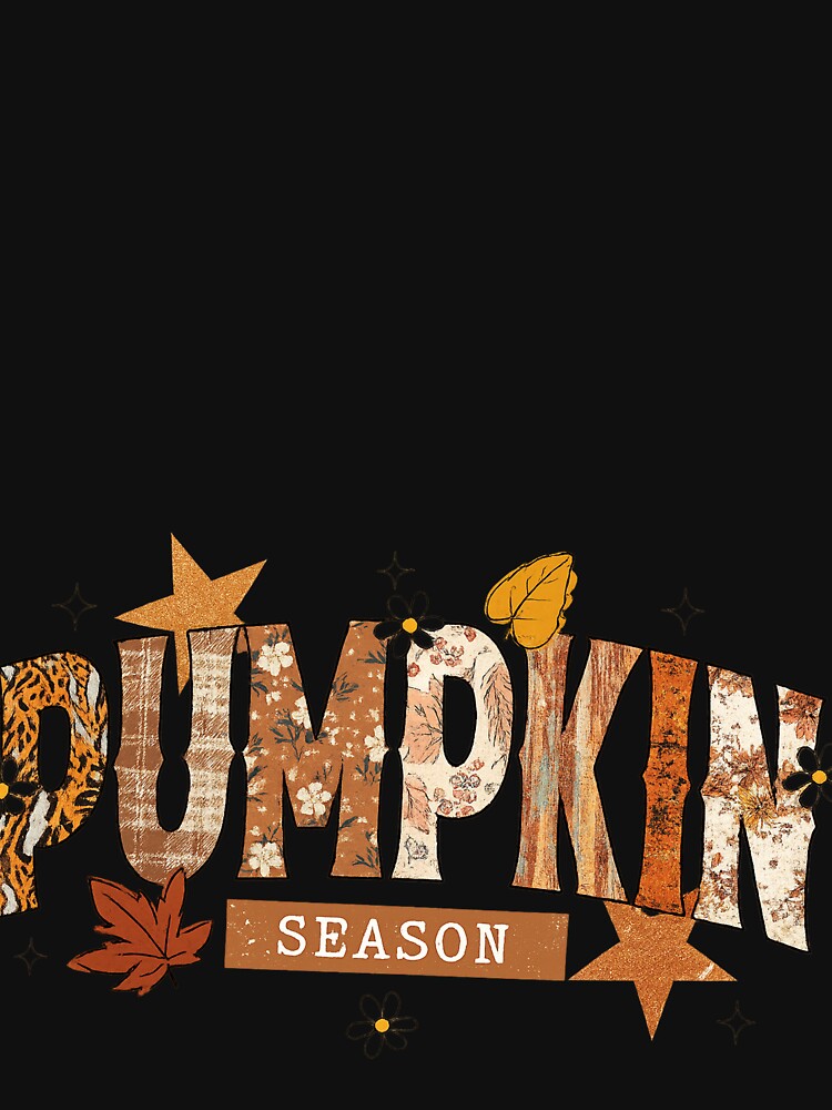 Pumpkin Season Patchwork Lettering Autumn Leaves by DoArtITa