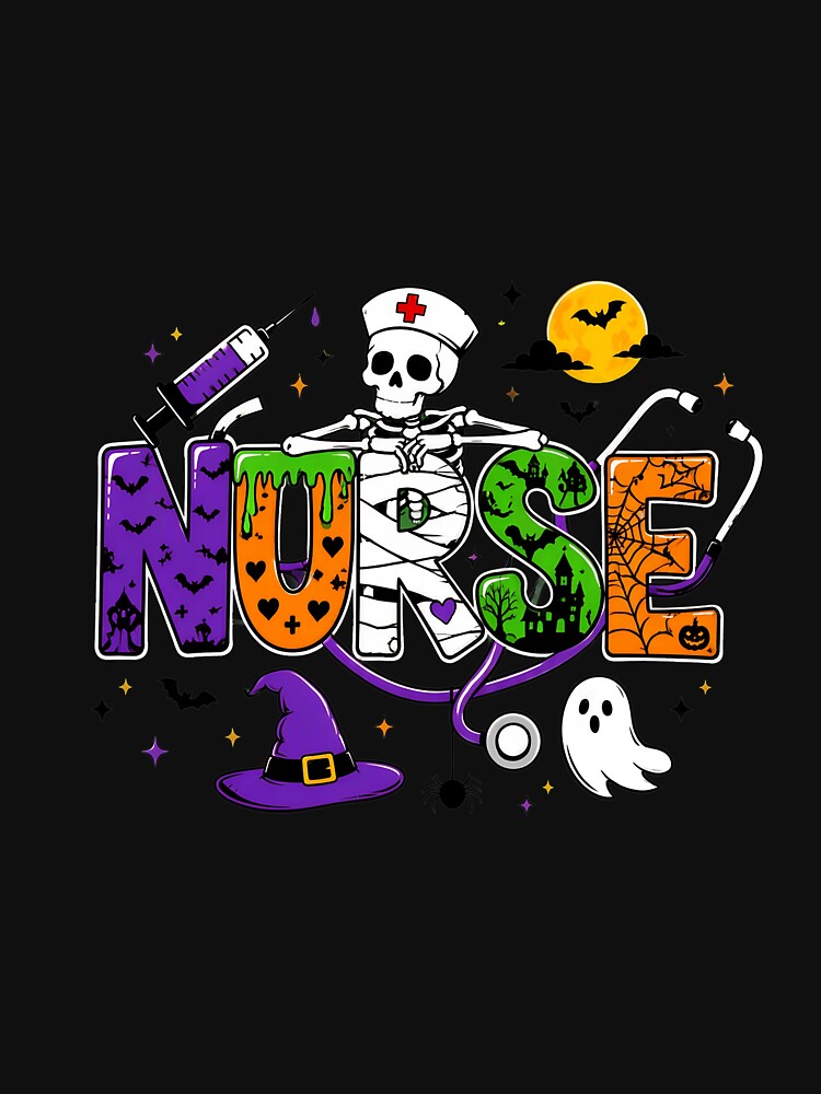 Nurse Halloween Costume Spooky Stethoscope Caduceus Bats by leocreatives