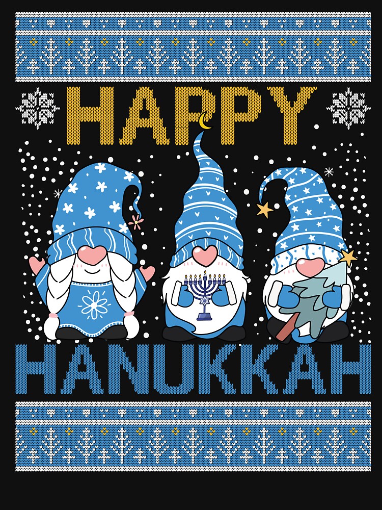Happy Hanukkah Gnome Gnomies Menorah Pajama Ugly Sweater by mrxova