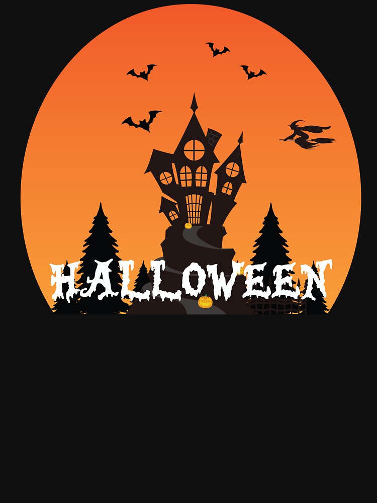 Halloween Haunted House Under Full Moon by Mdjahirulsk
