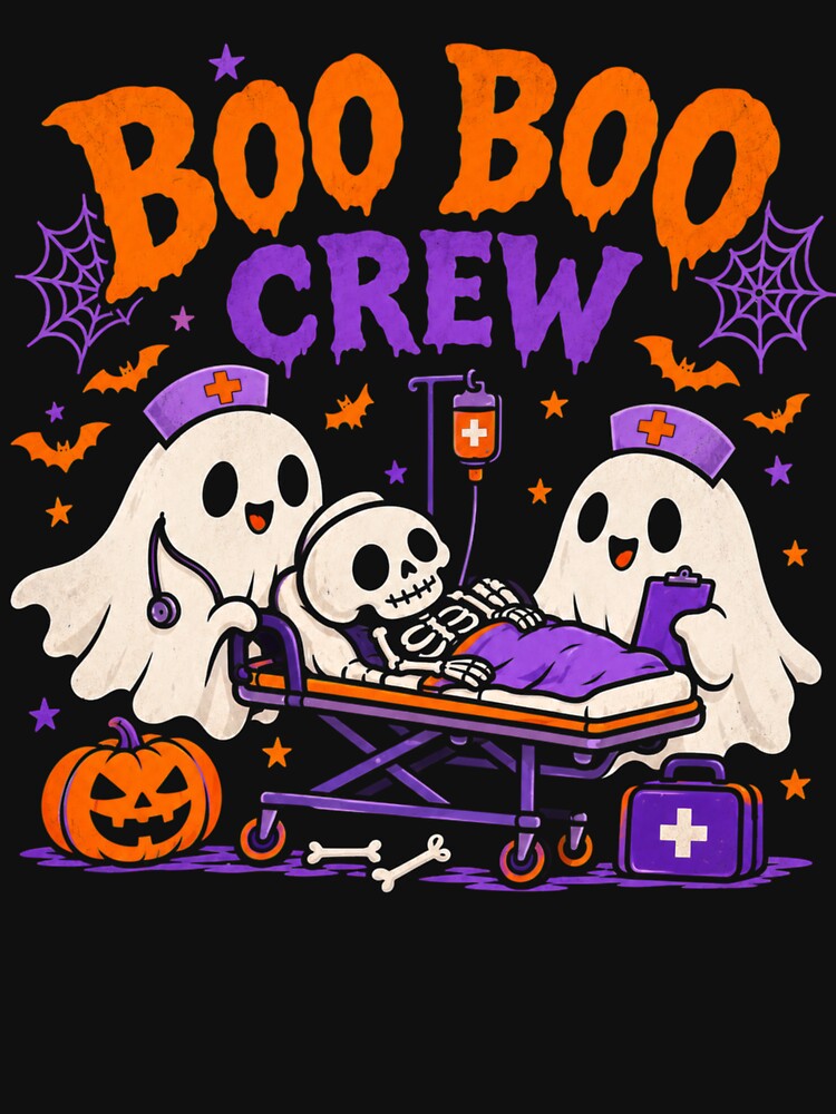 Boo Crew Halloween Nurse Ghost Funny Spooky Nurse Skeleton Cute Ghosts Shirt by Artbyrome