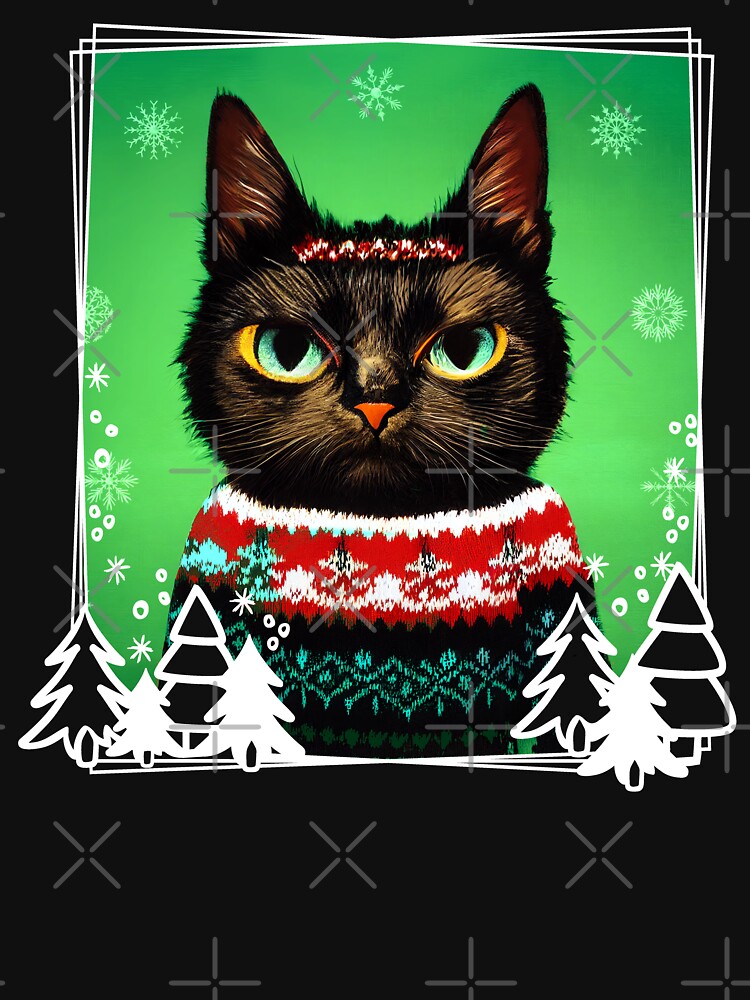 Festive Cat Wearing a Christmas Ugly Sweater - Kitten Lover by madtoyman
