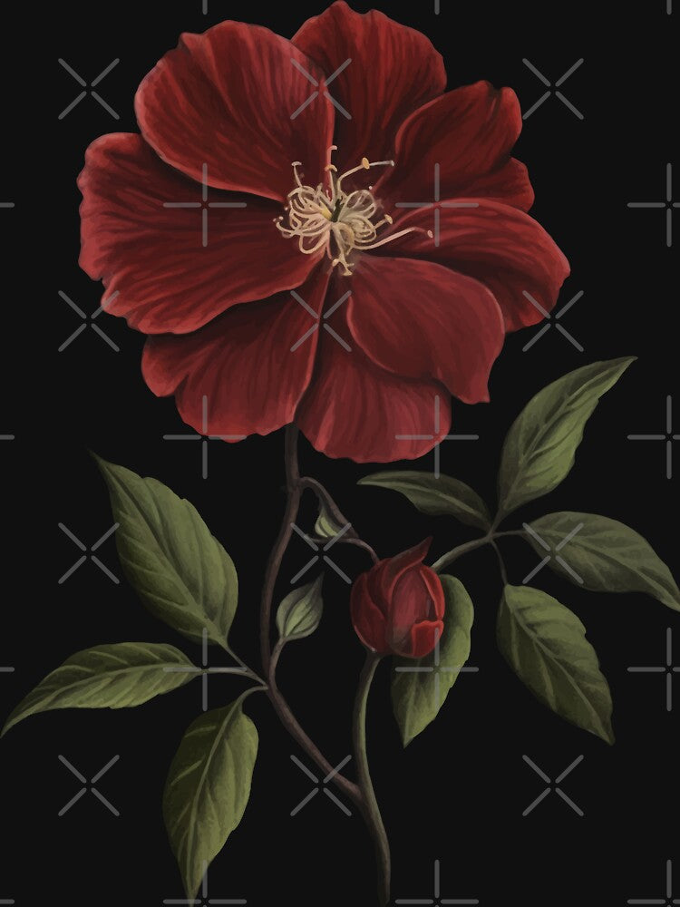 Dark Academia Victorian Red Flower by Enyr