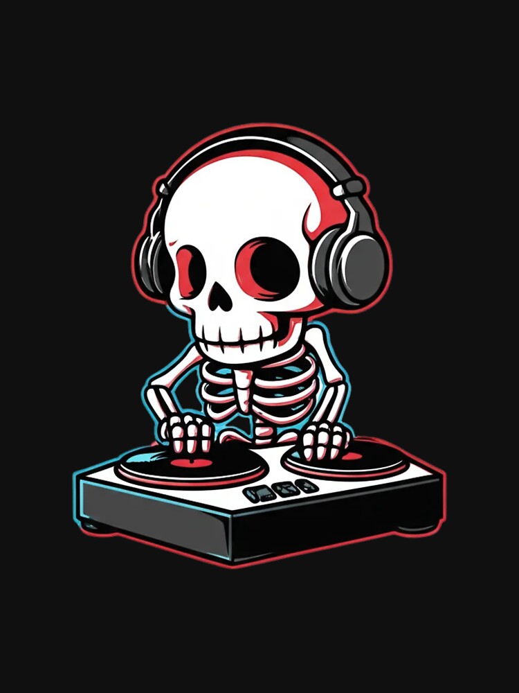 Funny Chibi Skeleton DJ Halloween Cute Spooky Music Skeleton Design by ColorSplash123
